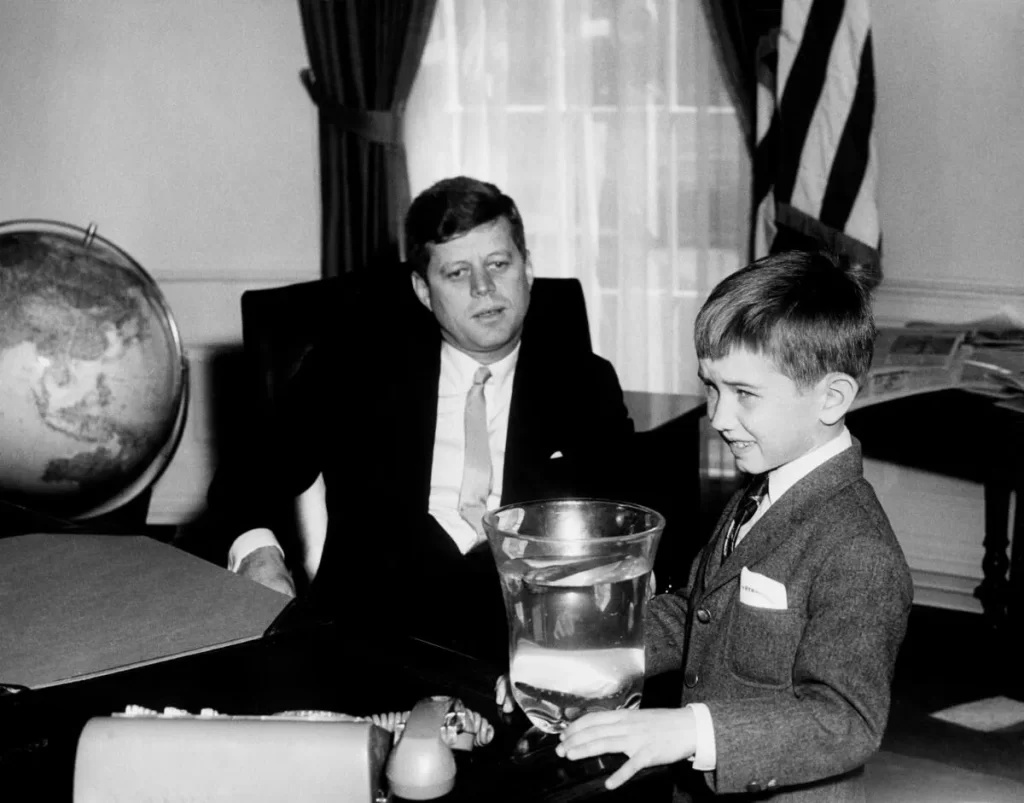 RFK Jr. with uncle President John F. Kennedy in the Oval Office, 1961